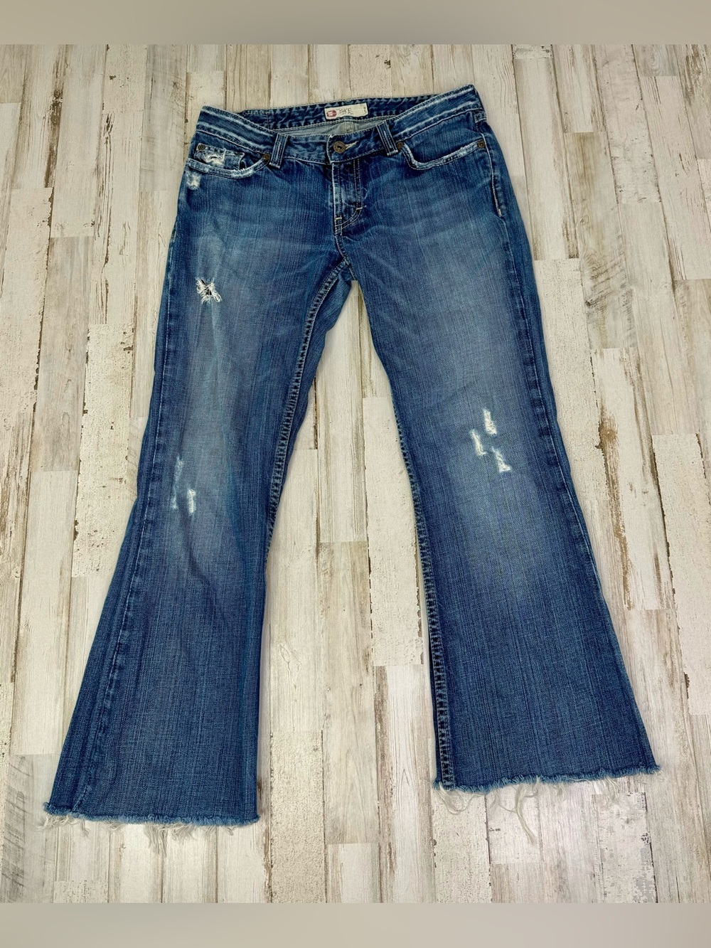 BKE Buckle Grace Wide Leg Jeans Womens 30x27 Blue Denim Stretch Low Waist